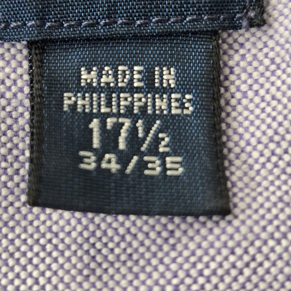 Ralph Lauren Men Button Up Shirt 17.5 Purple Pony Embroidery Oxford